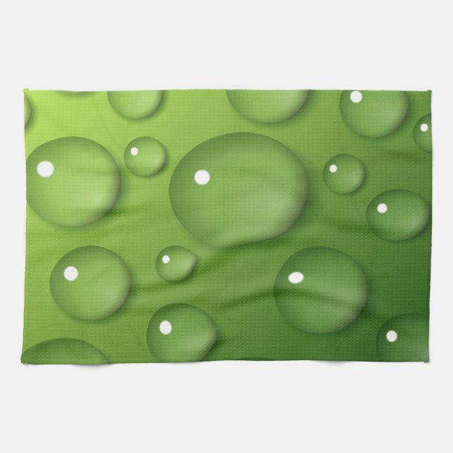 Linge De Cuisine Motif Green Raindrop (Horizontal)