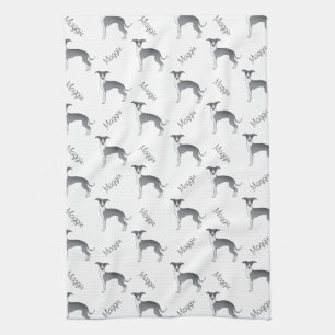 Linge De Cuisine Motif Greyhound Italien Bleu Et Blanc