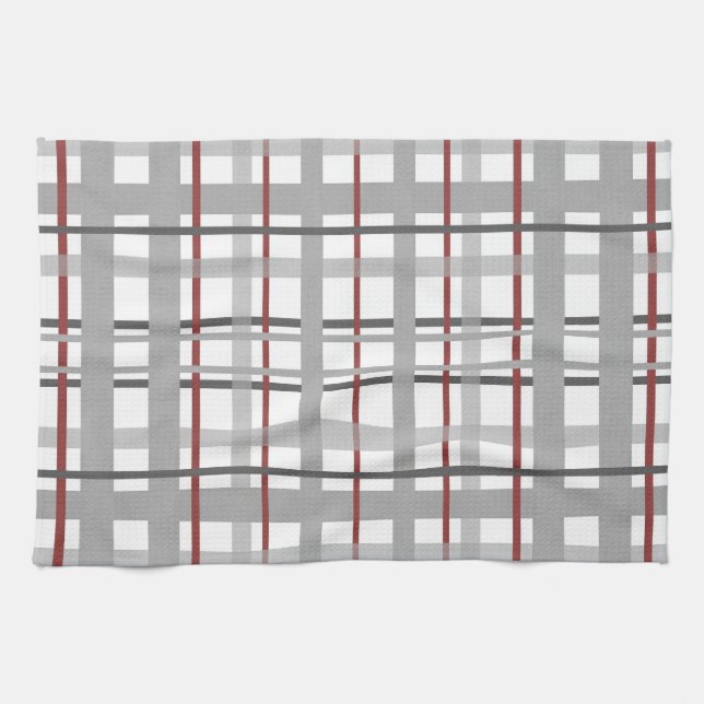 Linge De Cuisine Motif gris de rayures de plaid de Bourgogne (Horizontal)