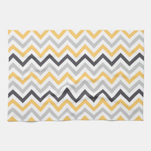Linge De Cuisine Motif Gris et Jaune Chevron Stripes (Horizontal)