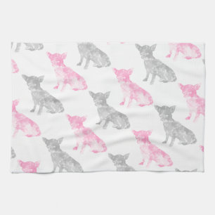 Linge De Cuisine Motif gris rose girly mignon de chiwawa
