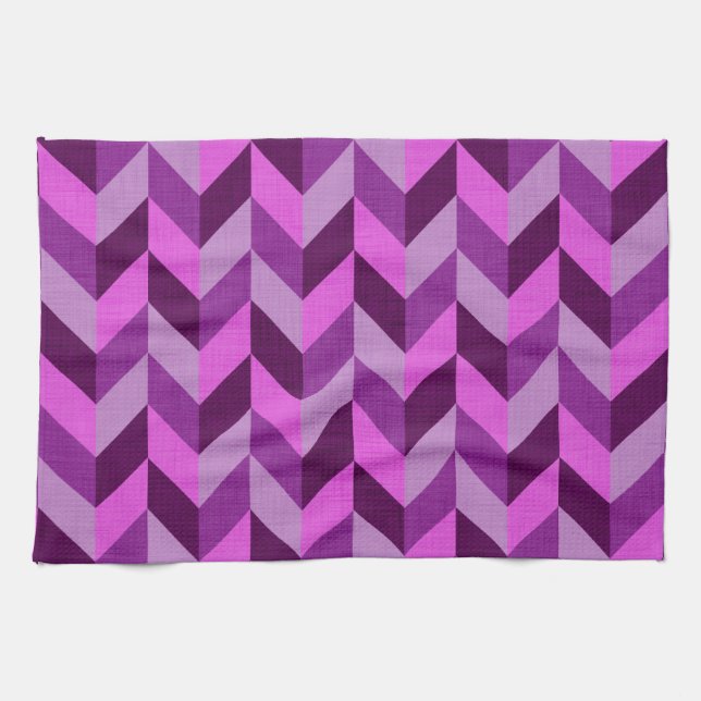 Linge De Cuisine Motif Herringbone en violet (Horizontal)