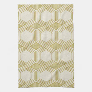Linge De Cuisine Motif Hexagone Or Luxueux - Texture Marbre