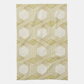 Linge De Cuisine Motif Hexagone Or Luxueux - Texture Marbre
