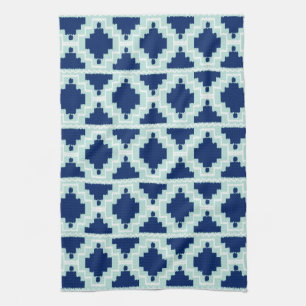 Linge De Cuisine Motif Ikat Aztec - Indigo et bleu clair