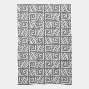 Linge De Cuisine Motif Ikat Aztec - Nuances de gris / gris