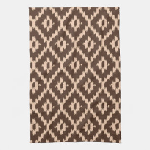 Linge De Cuisine Motif Ikat - Chocolat et pêche pâle