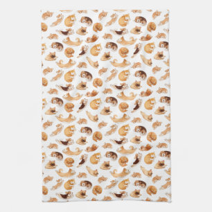 Linge De Cuisine Motif illustré par chiens mignons d'aquarelle