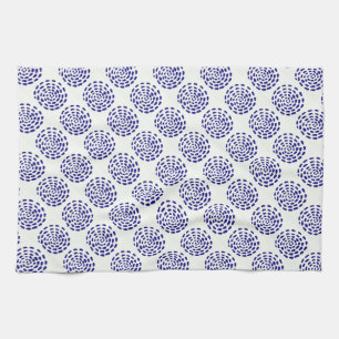 Linge De Cuisine Motif indigo bleu foncé rayé sur blanc
