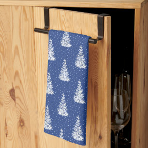 Linge De Cuisine Motif Indigo couvert d'arbre couvert de neige dess