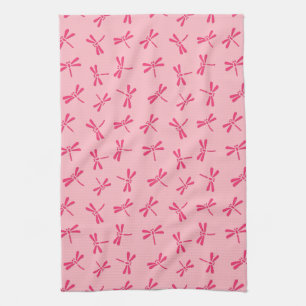 Linge De Cuisine Motif japonais de libellule, rose de corail léger