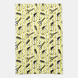 Linge De Cuisine Motif jaune d'outil de coiffeur