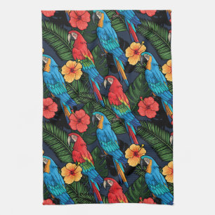 Linge De Cuisine Motif Macaw Et Hibiscus