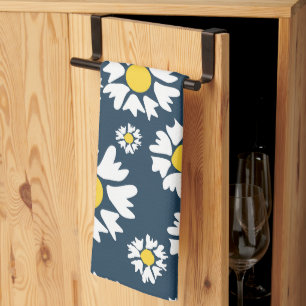 Linge De Cuisine Motif marguerrier, motif floral, marguerites blanc