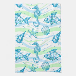 Linge De Cuisine Motif marin de croquis