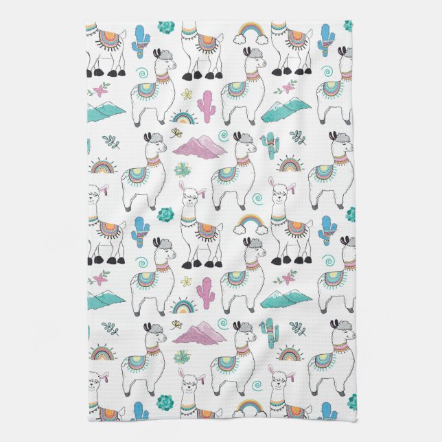 Linge De Cuisine Motif mignon de lama de bande dessinée (Vertical)