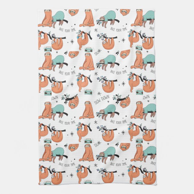 Linge De Cuisine Motif mignon de paresse (Vertical)