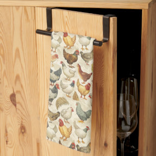 Linge De Cuisine Motif mignon de poules carrelées