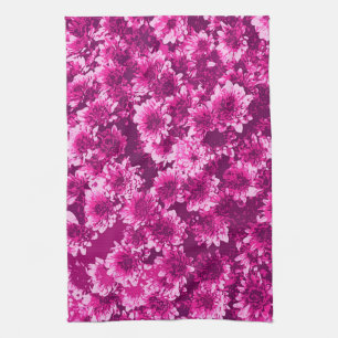 Linge De Cuisine Motif moderne de dahlia graphique, violet améthyst