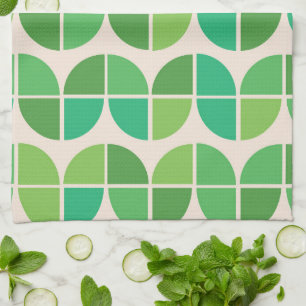 Linge De Cuisine Motif moderne du milieu du siècle avec vert géomét