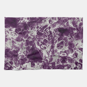 Linge De Cuisine Motif moderne en marbre violet et argenté