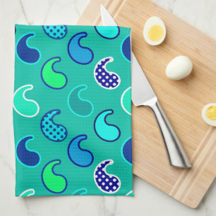 Linge De Cuisine Motif moderne Paisley, Turquoise, Bleu et Aqua
