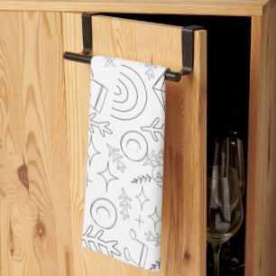 Linge De Cuisine Motif moderne tendance élégant blanc gris abstrait