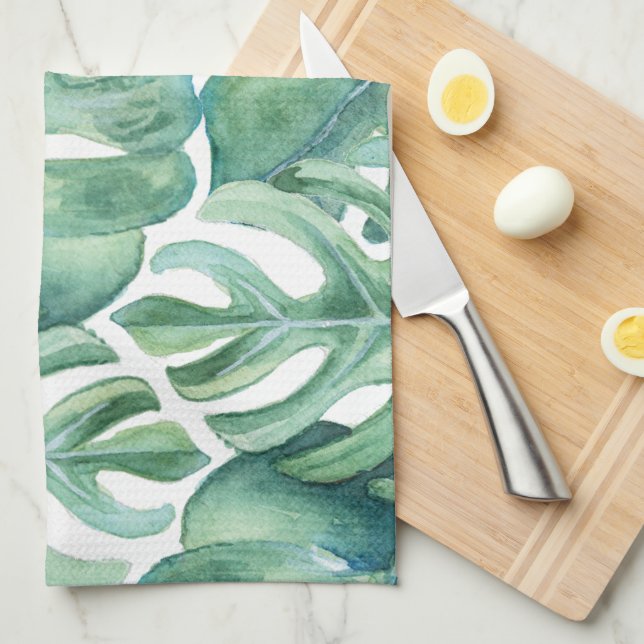 Linge De Cuisine Motif Monstera (Quart Plié)