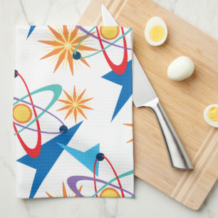 Linge De Cuisine Motif multicolore rétro de l'ère spatiale