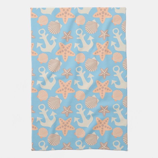 Linge De Cuisine Motif nautique Pastel (Vertical)
