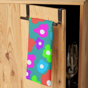 Linge De Cuisine Motif noir arc-en-ciel coloré rétro