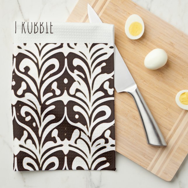 Linge De Cuisine Motif noir blanc de l'ornement africain (Quart Plié)