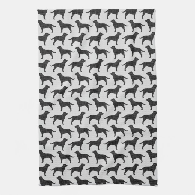 Linge De Cuisine Motif noir de silhouettes de labrador retriever (Vertical)