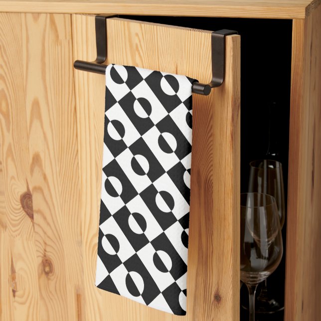 Linge De Cuisine Motif noir et blanc Abstrait moderne | (Pliage en tiers)