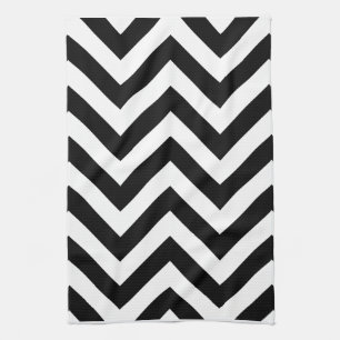 Linge De Cuisine Motif noir et blanc de chevrons de zigzag