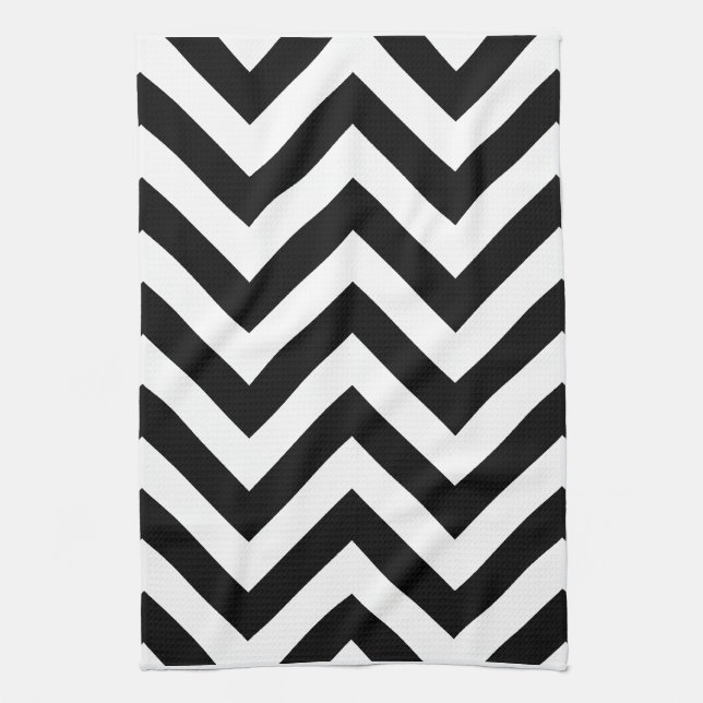 Linge De Cuisine Motif noir et blanc de chevrons de zigzag (Vertical)
