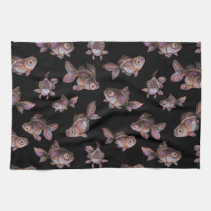 Linge De Cuisine Motif noir sans couture avec poisson