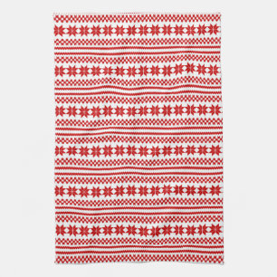 Linge De Cuisine Motif norvégien blanc rouge de chandail de Noël