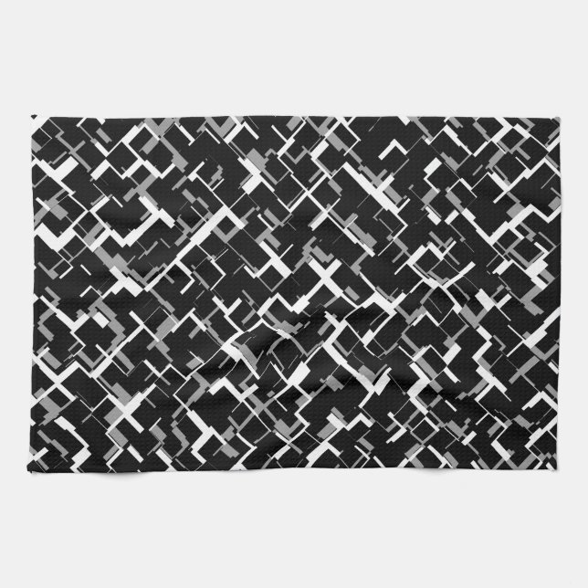 Linge De Cuisine Motif numérique Camion noir blanc gris (Horizontal)