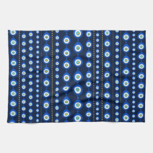 Linge De Cuisine motif oculaire - bleu foncé avec des accents dor