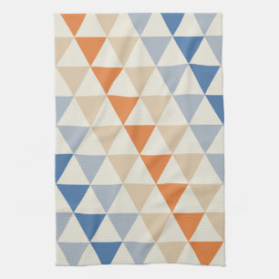 Linge De Cuisine Motif orange et blanc bleu contrastant de triangle