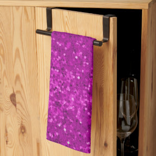 Linge De Cuisine Motif Pailleté Faux Glam Rose Profond