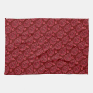 Linge De Cuisine Motif Paisley Bourgogne Élégant