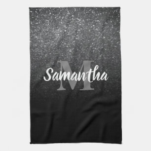 Linge De Cuisine Motif Parties scintillant noir