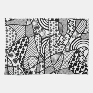 Linge De Cuisine Motif Patchwork Noir & Blanc 02