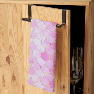 Linge De Cuisine Motif Pink Pastel & Gold Shimmer Mermaid