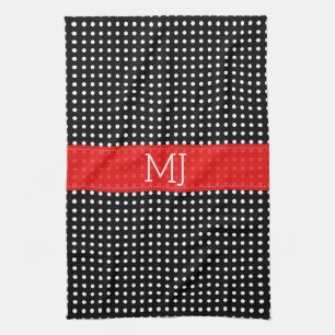 Linge De Cuisine Motif Polkadot blanc et noir
