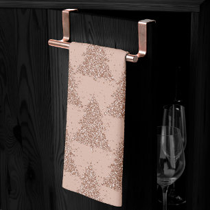 Linge De Cuisine Motif Posh Tree   Glam Rose Gold Blush Noël
