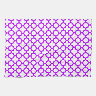 Linge De Cuisine Motif Quatrefoil violet électrique