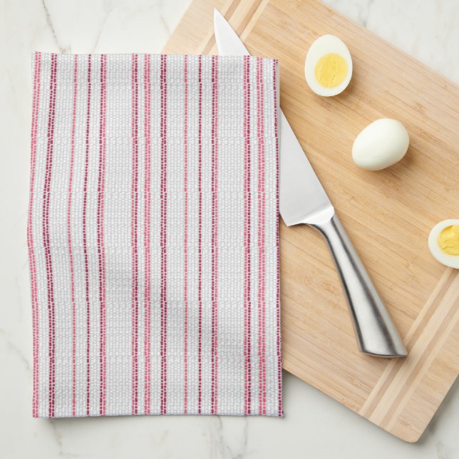 Linge De Cuisine Motif rayé à points. (Quart Plié)